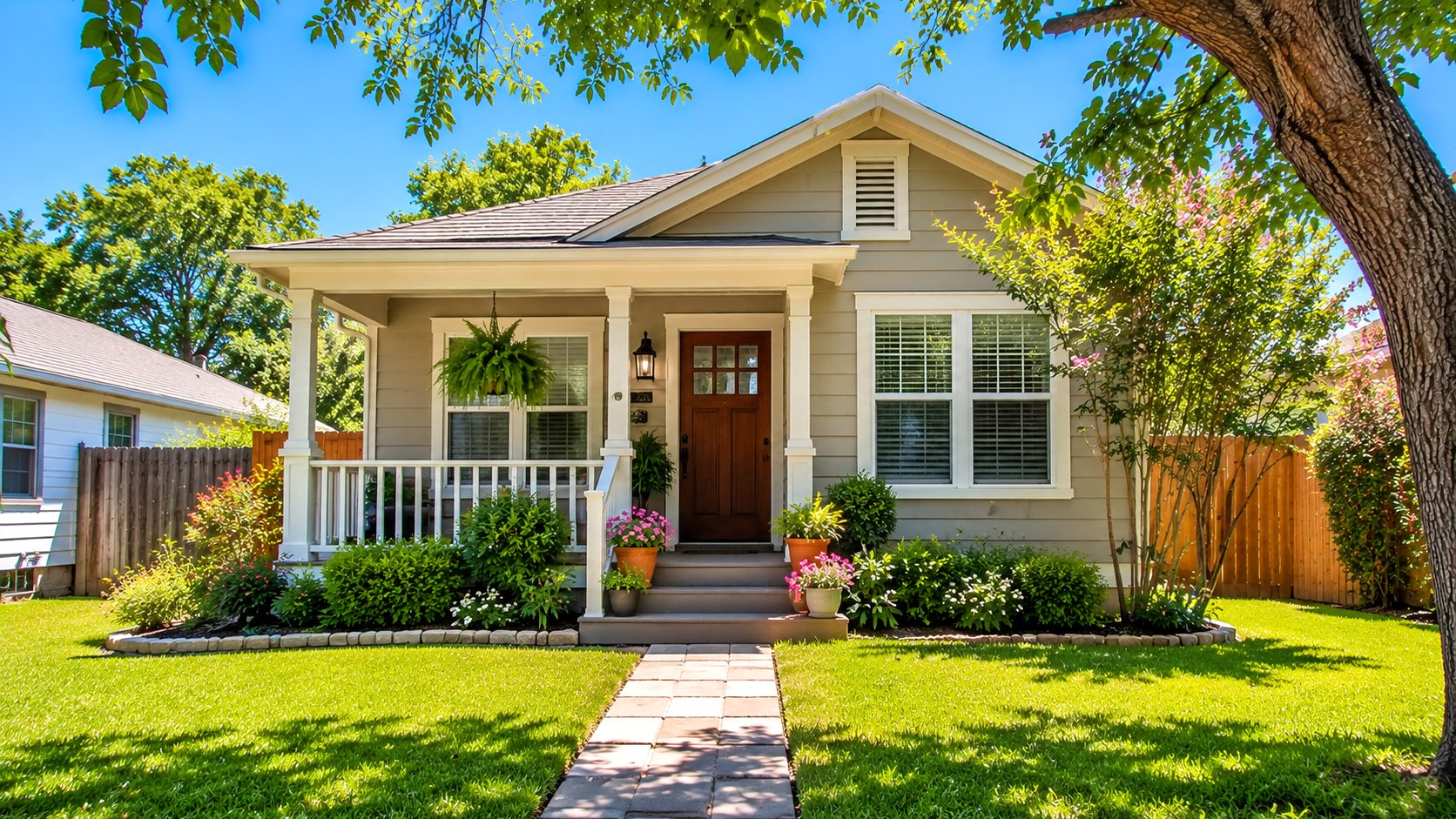 Charming San Antonio bungalow with a welcoming front porch — a starter home buyers can qualify for with the right credit score