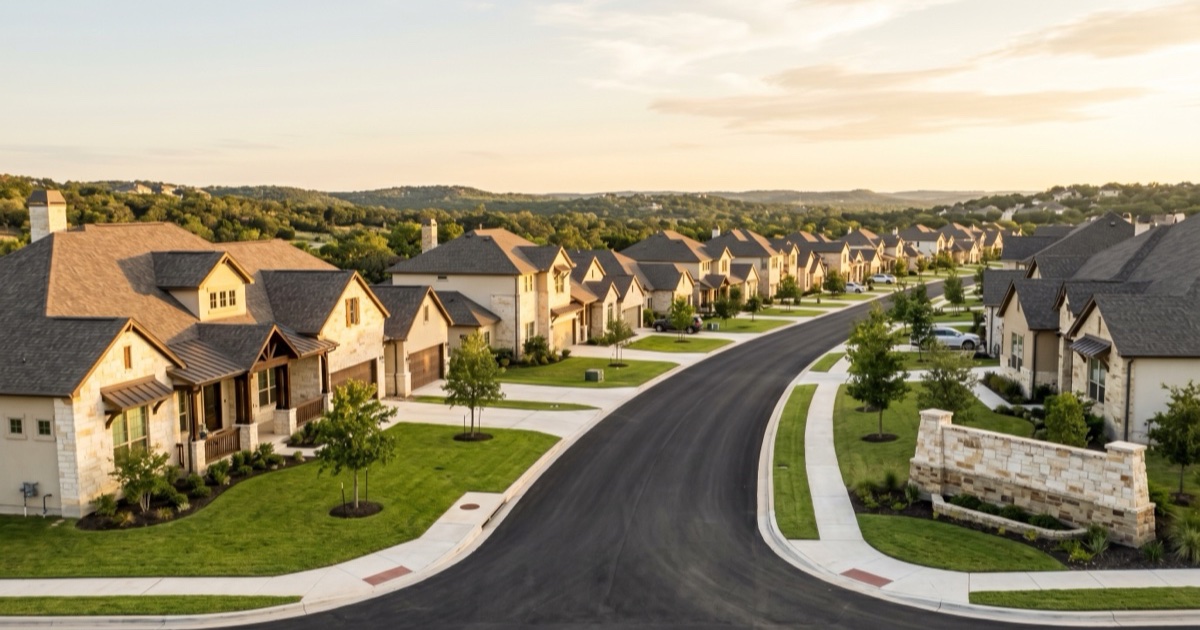 New master-planned San Antonio Hill Country neighborhood often served by a MUD or PID special tax district