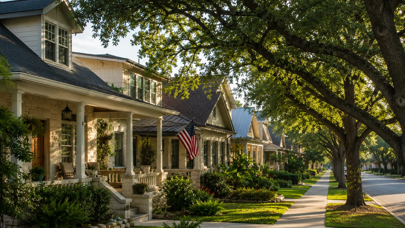 San Antonio neighborhood street with welcoming homes